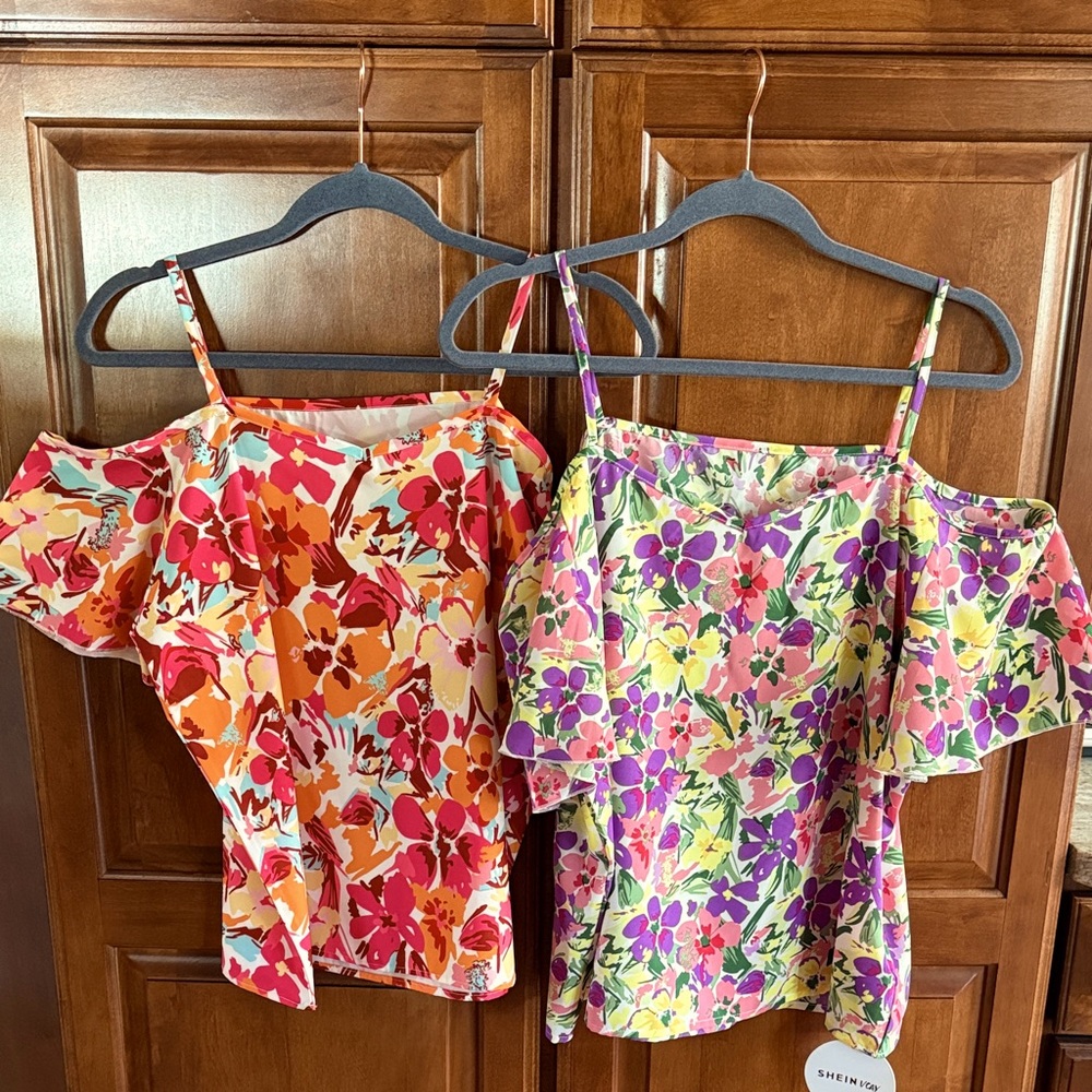 Floral Off-Shoulder Blouses Set